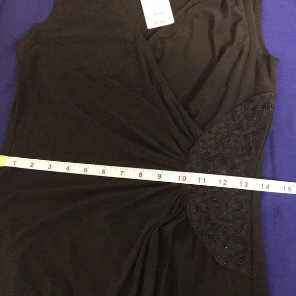 NWT Black Cleo Dress; Partial Side Ruching with Beading & Embroidery Detail; 2P - Picture 16 of 16